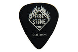 Fire & Stone Classic plektere i celluloid, 0,81 mm, sort, 12 stk.