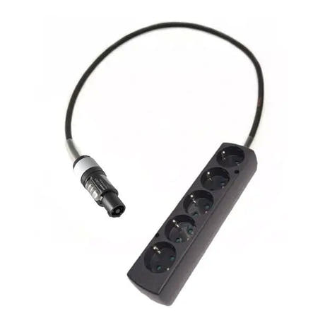Adaptor powerCON grå - Schuko 5 Stikdåse - 1 meter
