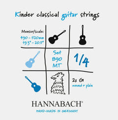 Hannabach strenger for klassiske gitarer serie 890 1/4 gitar for barn mensur: 49-52 cm - sett med 2 G-strenger (890MT 1/4)