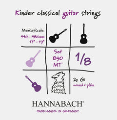 Hannabach strenger for klassiske gitarer serie 890 1/8 gitar for barn mensur: 44-48 cm - sett med 2 G-strenger (890MT 1/8)