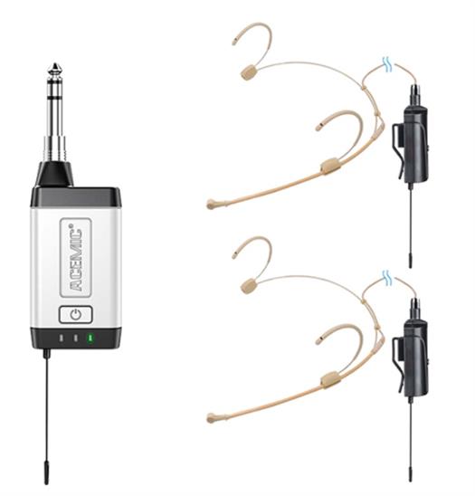 Acemic Q2/H1 2 trådløse mikrofon-headset og 1 mottaker