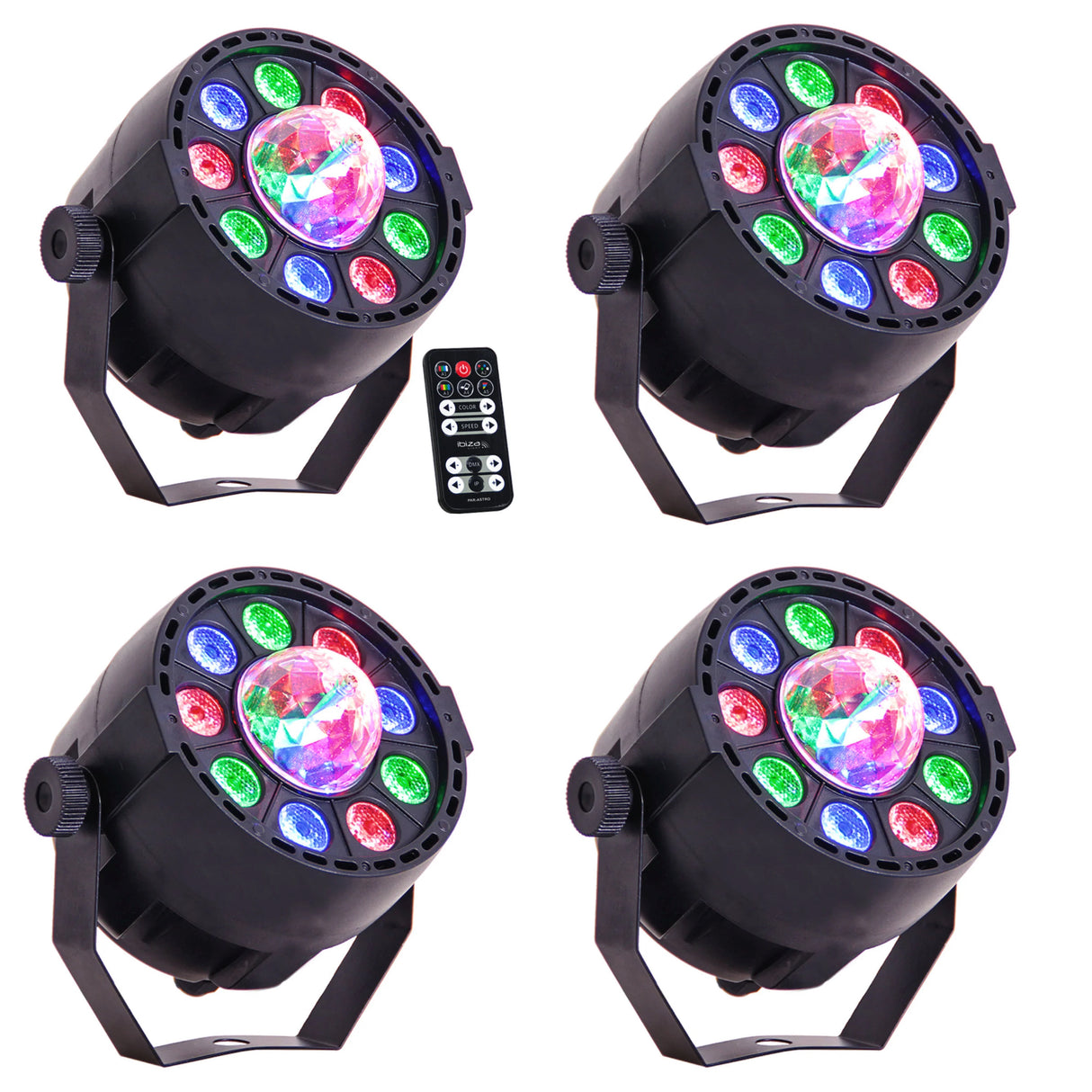 Partypakke med 4 x 2-i-1 Diskolys