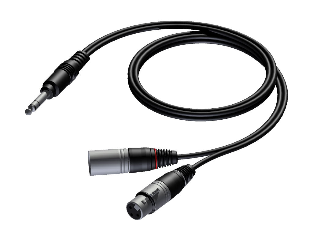ProCab insertkabel XLR hann og hunn > Jack stereo 0,6 m