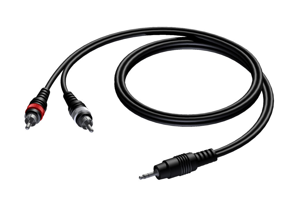 ProCab MiniJack 3,5 mm stereo > 2 x RCA – 5 meter