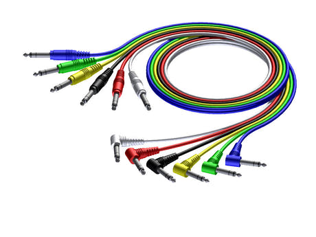 ProCab stereo jack/jack vinkel kabel sett i 6 farger, 60 cm