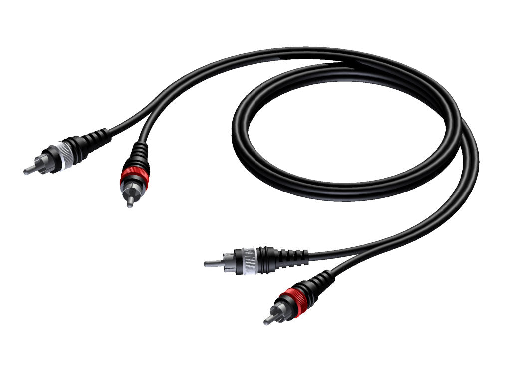 ProCab 2 x RCA hann > 2 x RCA hann - signalkabel 20 meter