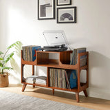 Crosley Asheville stort platespillerstativ med oppbevaring for vinylplater