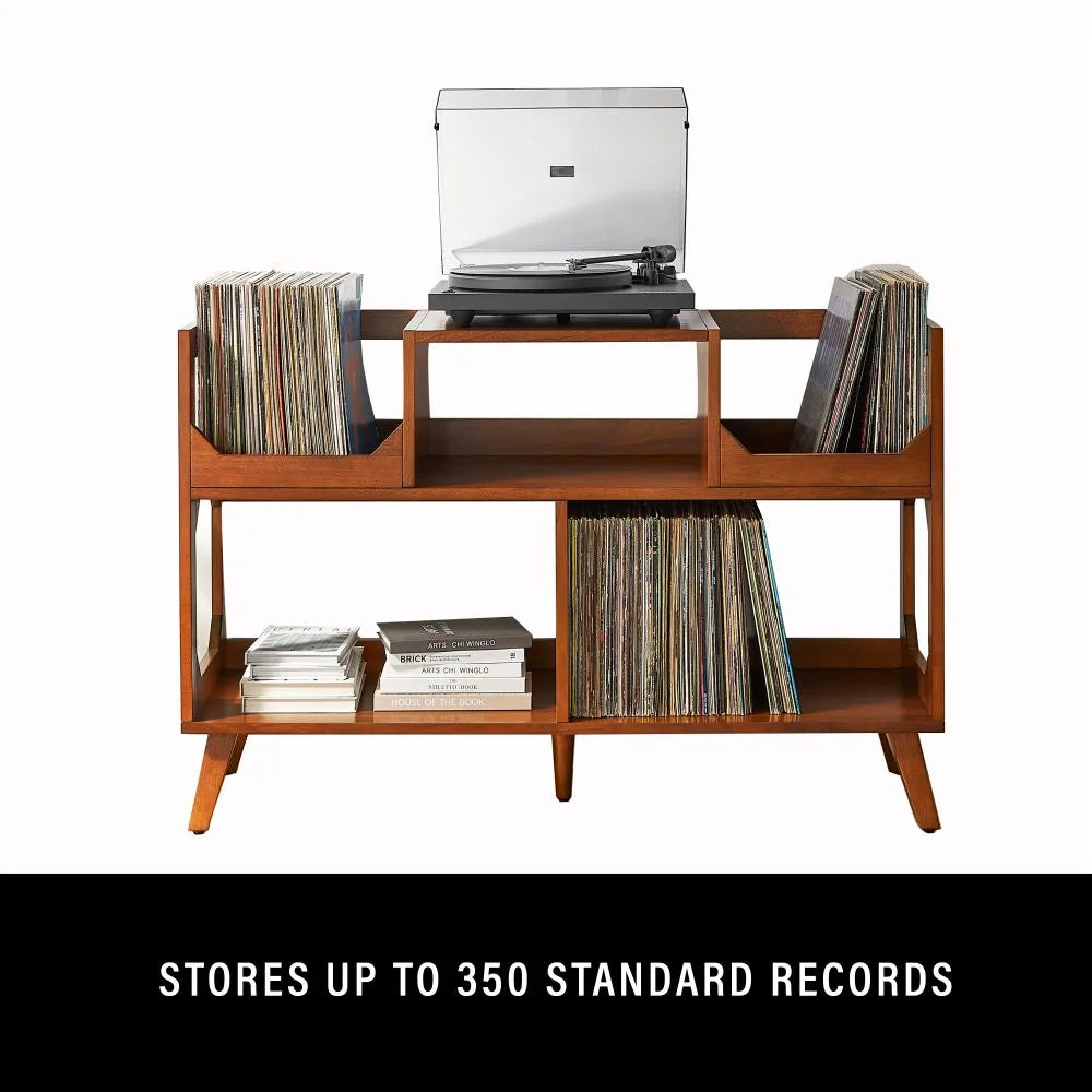 Crosley Asheville stort platespillerstativ med oppbevaring for vinylplater