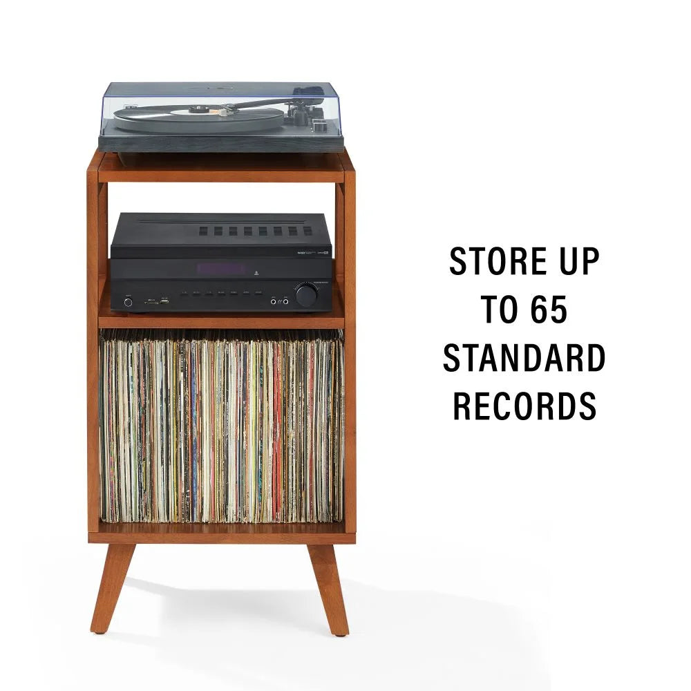 Crosley Asheville Small Platespillerbord med vinyloppbevaring – Walnut