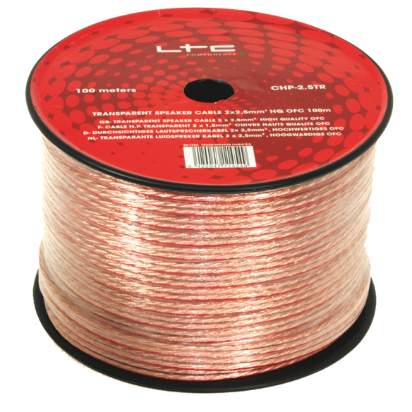 TRANSPARENT HØYTTALERKABEL 2 X 2,5MM²