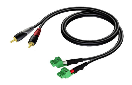 ProCab 2 x RCA han > 2 x terminal blok 3P 3,81mm, 0,5 m