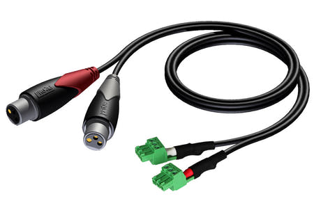 ProCab 2 x XLR-hunn > 2 x terminalblokk 3P 3,81mm, 3 m