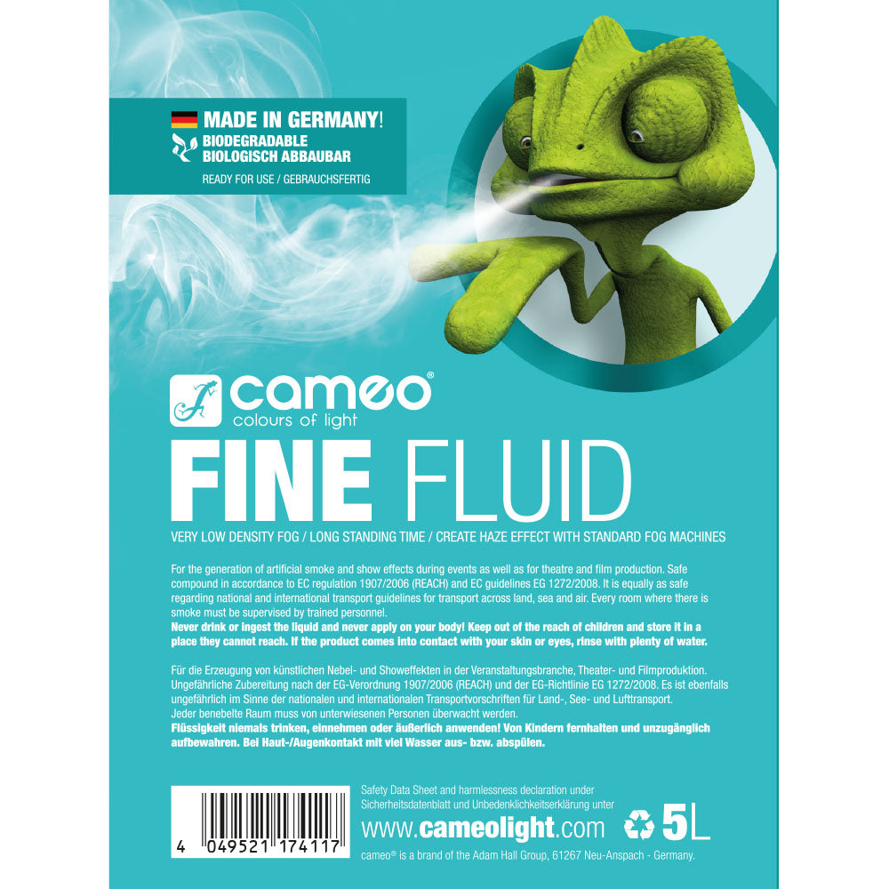 Cameo FINE FLUID 5 L - haze-effekt tåkevæske med svært lav densitet og svært lang hengtid 5 L