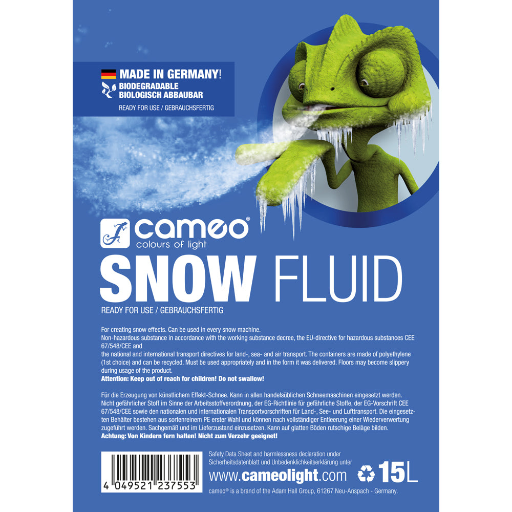 Cameo SNOW FLUID 15 L - spesialvæske til snømaskiner for produksjon av skum 15 L