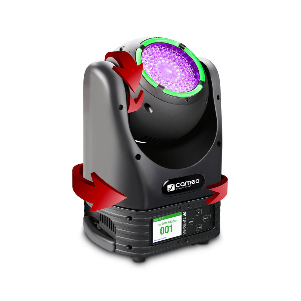 Cameo MOVO BEAM Z100 - Beam-moving head med ubegrenset rotasjon, LED-ring og zoom