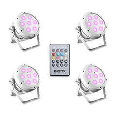 Cameo ROOT® PAR 4 WH SET 1 - Sett inkl. 4 x CLROOTPAR4WH inkl. IR-fjernkontroll (CLPFLAT1REMOTE)