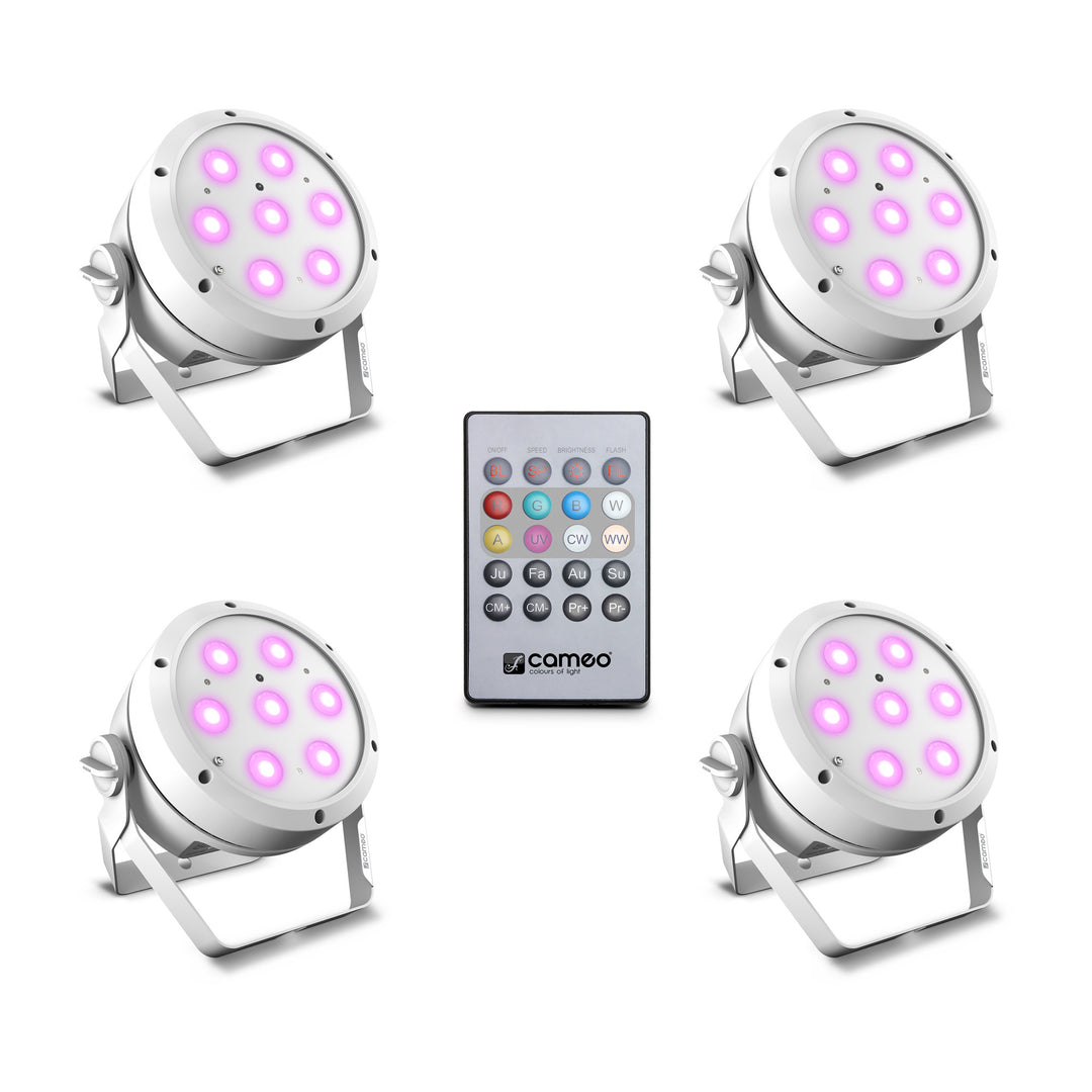 Cameo ROOT® PAR 4 WH SET 1 - Sett inkl. 4 x CLROOTPAR4WH inkl. IR-fjernkontroll (CLPFLAT1REMOTE)