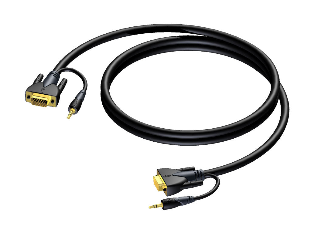 ProCab SVGA hann > SVGA hann & stereolydkontakt 3 meter