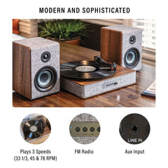 Crosley Arya platespiller med høyttalere, Grå