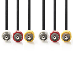 Kompositt videokabel, 3 x RCA hannkontakter / 3 x RCA hannkontakter, 1,5 m.