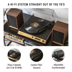 Crosley C72 platespiller med høyttalere (valnøtt)