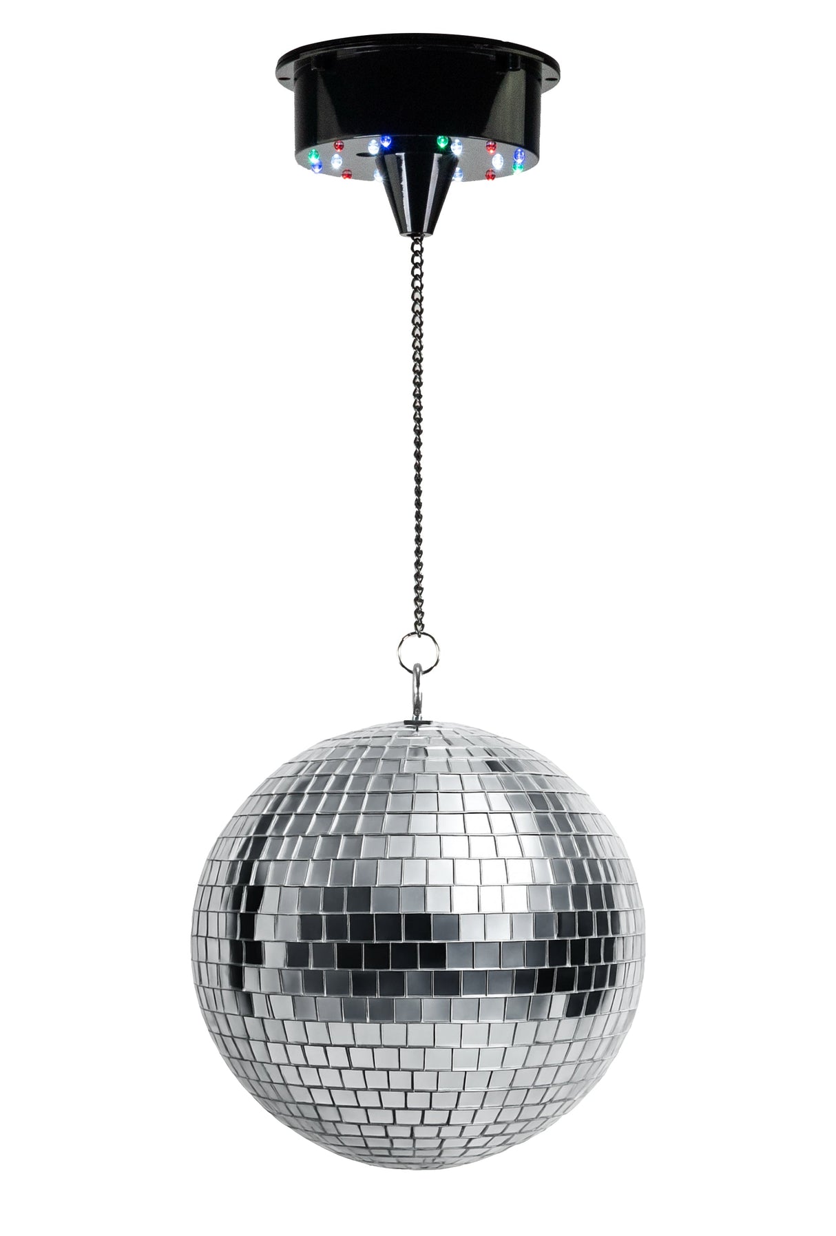 Batteridrevet diskokule m. LED (20 cm) & pinspot