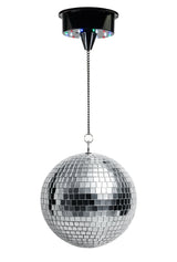Batteridrevet diskokule m. LED (20 cm) & pinspot