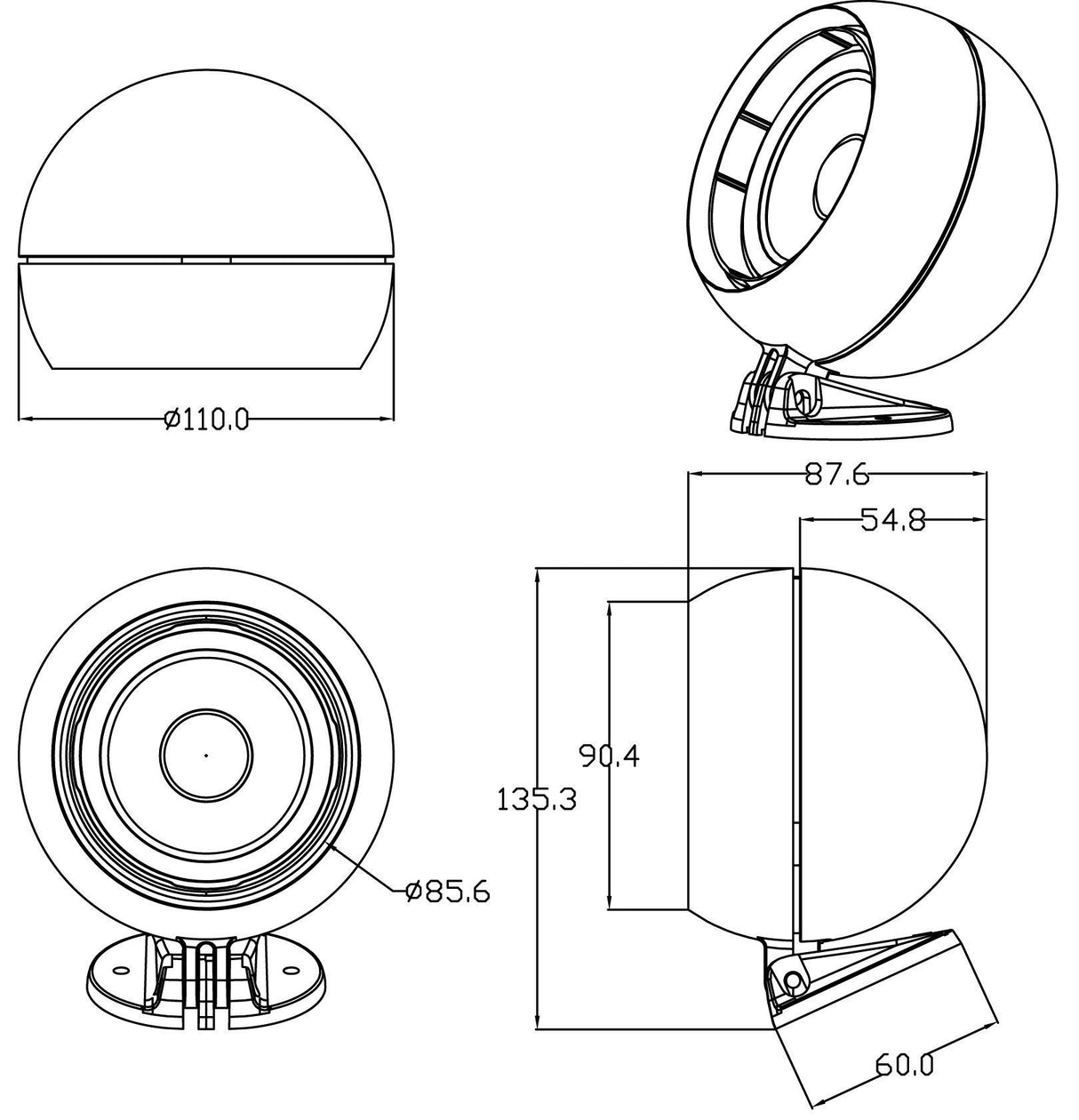Blaupunkt kulehøyttaler 55 watt.