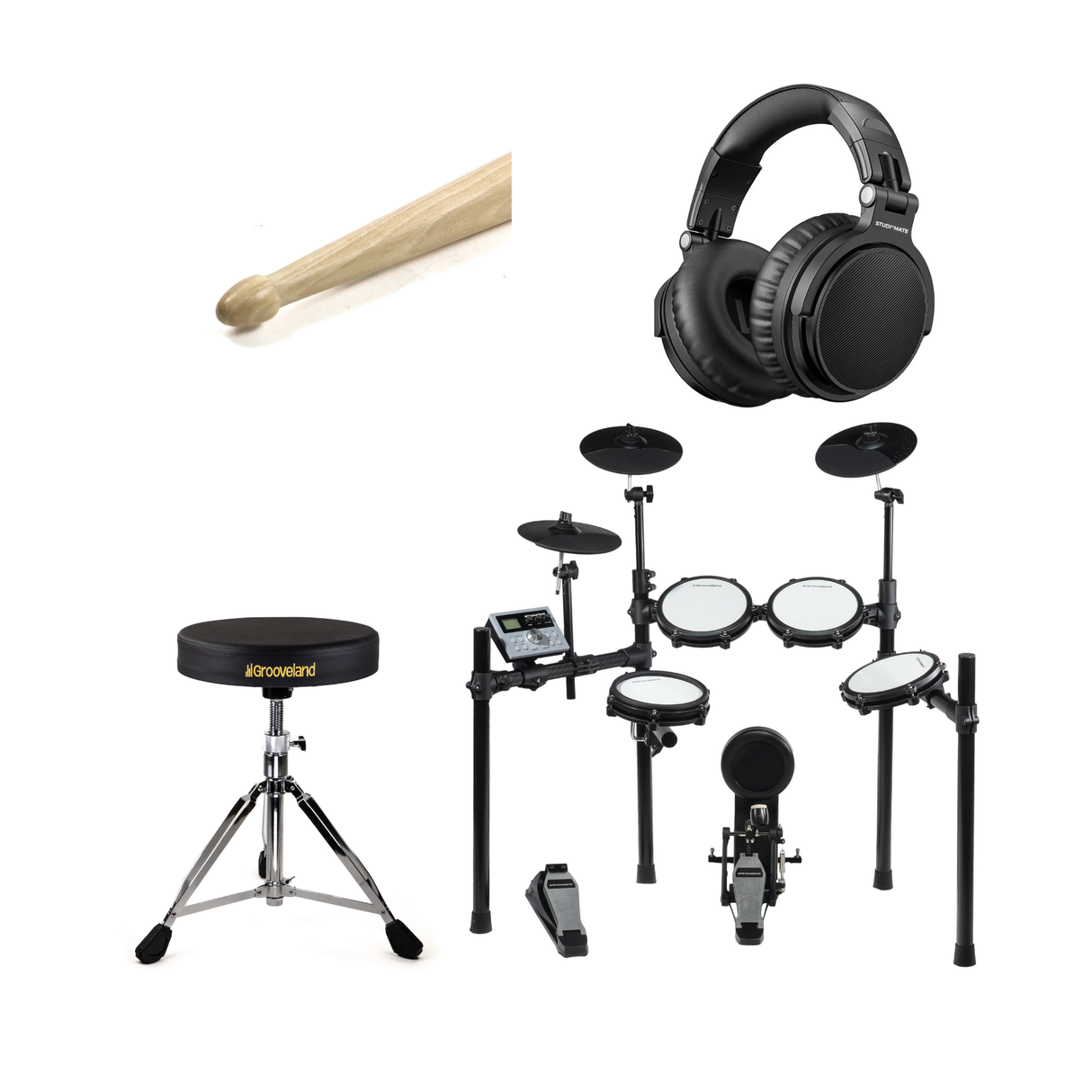 Grooveland ED200 Pro Elektrisk Trommesett Komplet Pakke