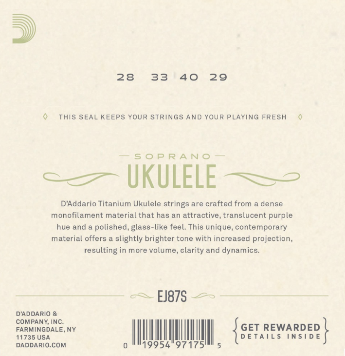 Daddario EJ87S Sopran Ukulele strengsett