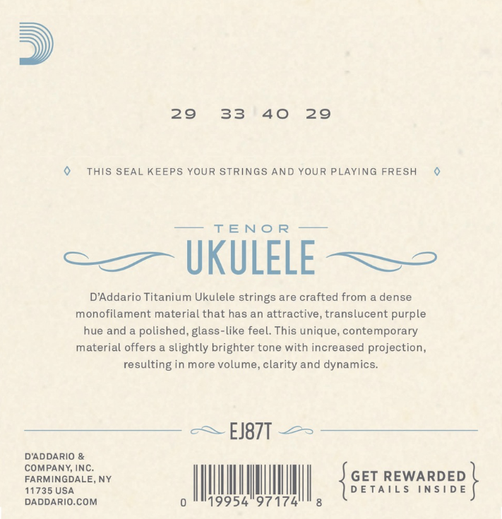 Daddario EJ87T Tenor Ukulele strengesett 