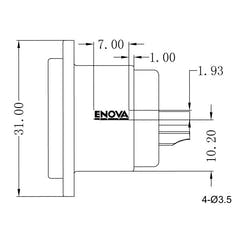 Enova 5-pins XLR hann chassisplugg, sort IP67 Outdoor