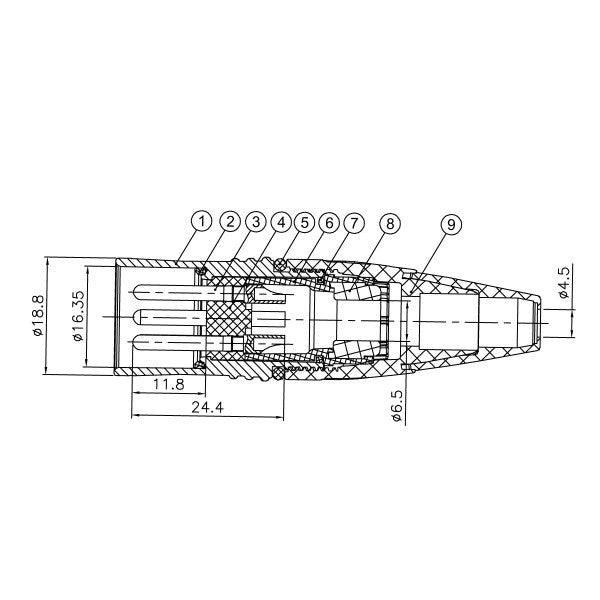 Enova 3-Pin XLR hannkabelkontakt, svart IP67 utendørs