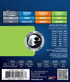 Elixir Optiweb gitarstrenger (7-strengs, 10-56 lys)