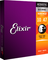 Elixir Nanoweb Bronze 80/20 gitarstrenger (12-strengs, lett, 10-47)