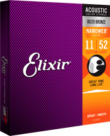 Elixir Nanoweb Bronze 80/20 gitarstrenger (tilpasset lys, 11-52)
