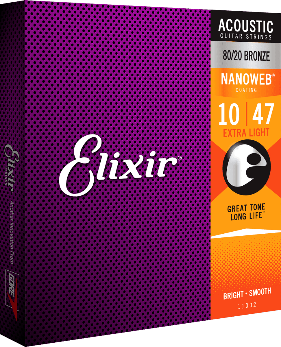 Elixir Nanoweb Bronze 80/20 gitarstrenger (ekstra lette, 10-47)