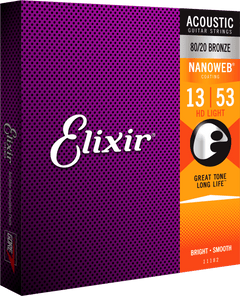 Elixir Nanoweb Bronze 80/20 gitarstrenger (HD Light, 13-53)