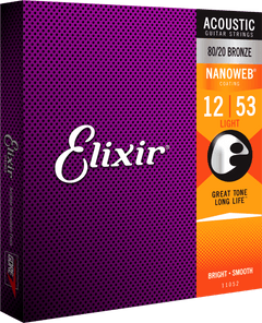 Elixir Nanoweb Bronze 80/20 Gitarstrenger (Light, 12-53)
