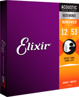 Elixir Nanoweb Bronze 80/20 gitarstrenger (lett, 12-53)