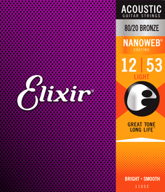 Elixir Nanoweb Bronze 80/20 Gitarstrenger (Light, 12-53)
