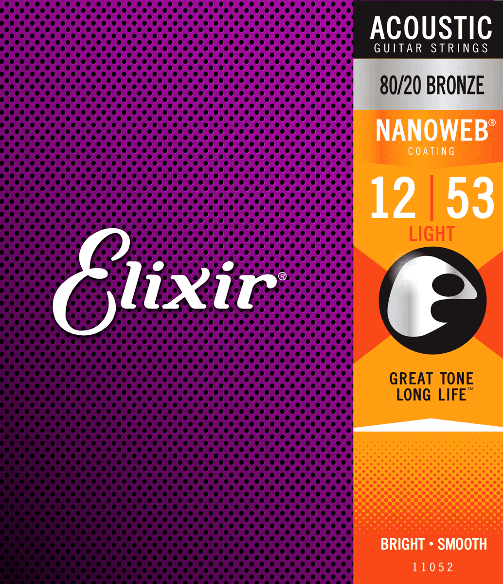 Elixir Nanoweb Bronze 80/20 Gitarstrenger (Light, 12-53)