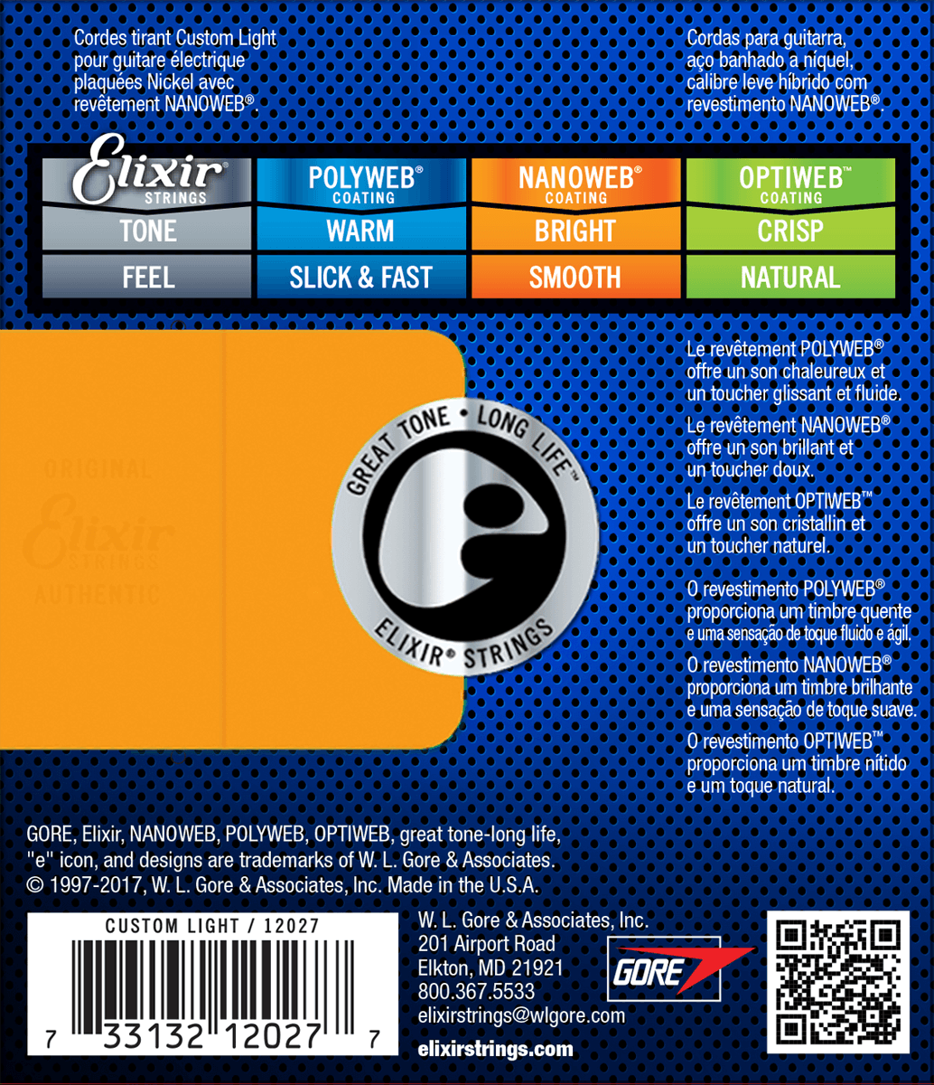 Elixir Nanoweb gitarstrenger (tilpasset lys, 09-46)