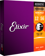 Elixir Nanoweb Phosphor Bronze gitarstrenger (medium lys, 12-56)