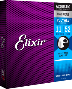 Elixir Polyweb Bronze 80/20 gitarstrenger (tilpasset lys, 11-52)