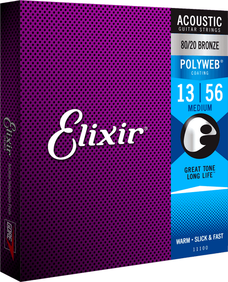 Elixir Polyweb Bronze 80/20 gitarstrenger (medium, 13-56)