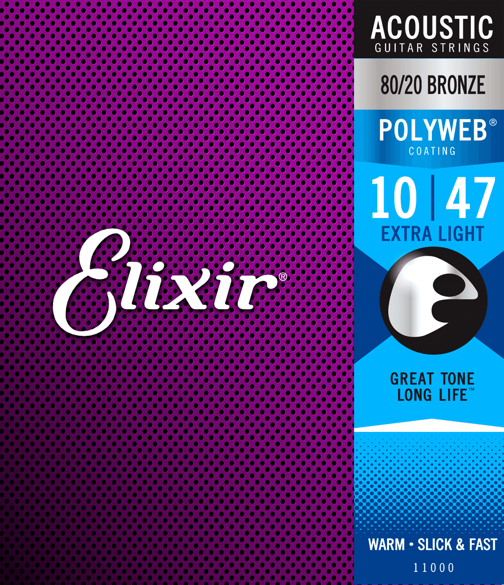 Elixir Polyweb Bronze 80/20 gitarstrenger (ekstra lette, 10-47)