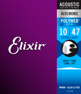 Elixir Polyweb Bronze 80/20 gitarstrenger (ekstra lette, 10-47)