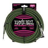 Ernie Ball 6077 gitarkabel (svart, grønn, 3m)