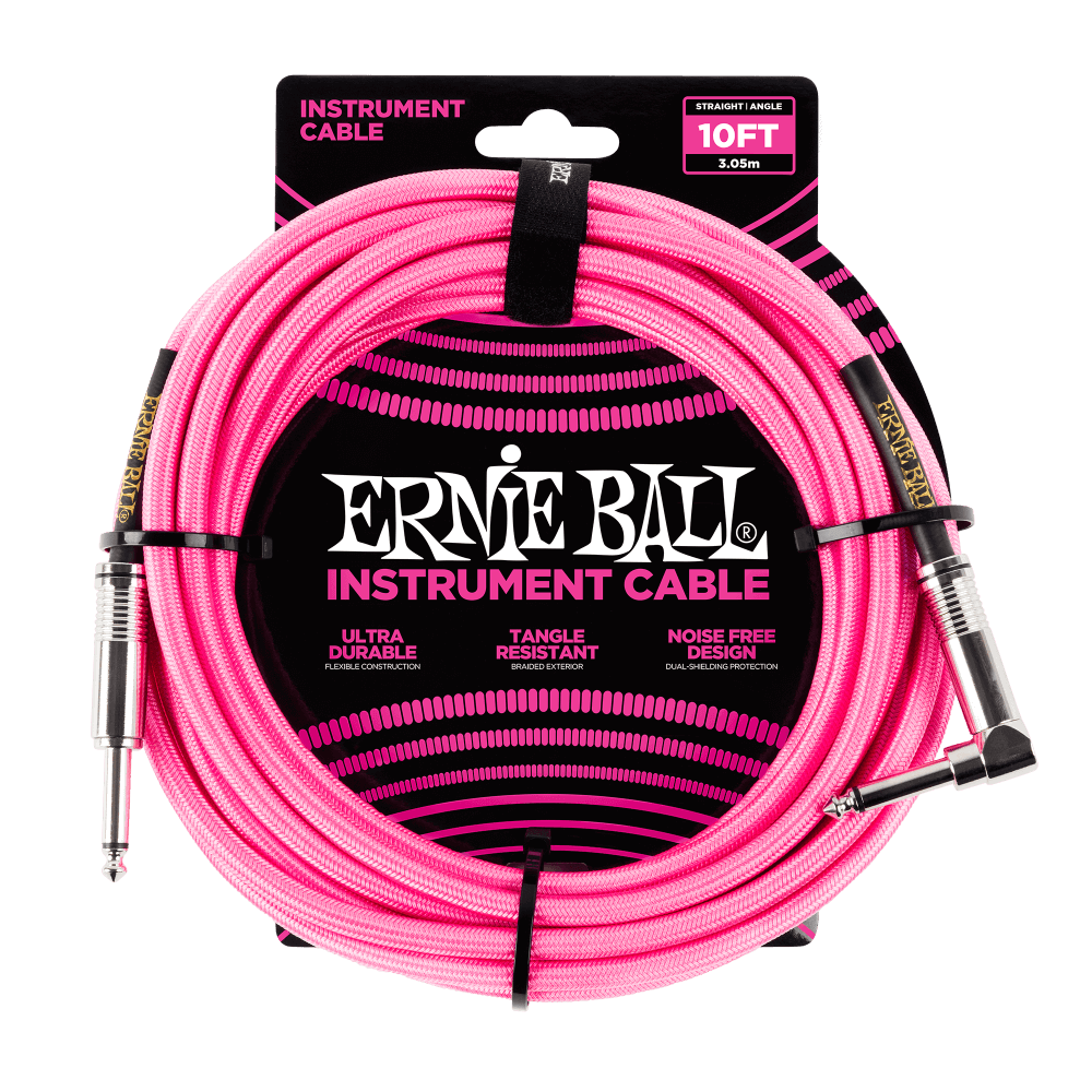 Ernie Ball 6078 gitarkabel (rosa, 3m)